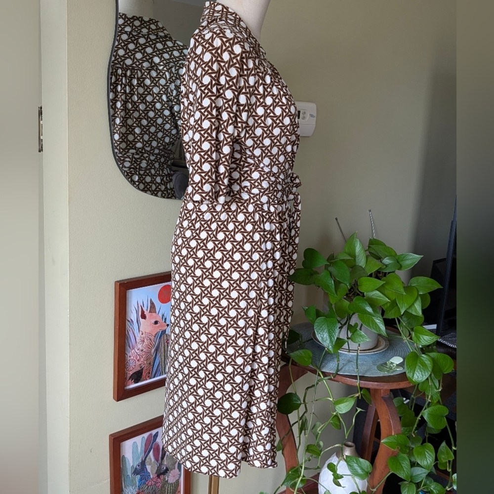 Talbots Petites Geometric Lattice Faux Wrap Dress - Size 6P - Picture 7 of 11